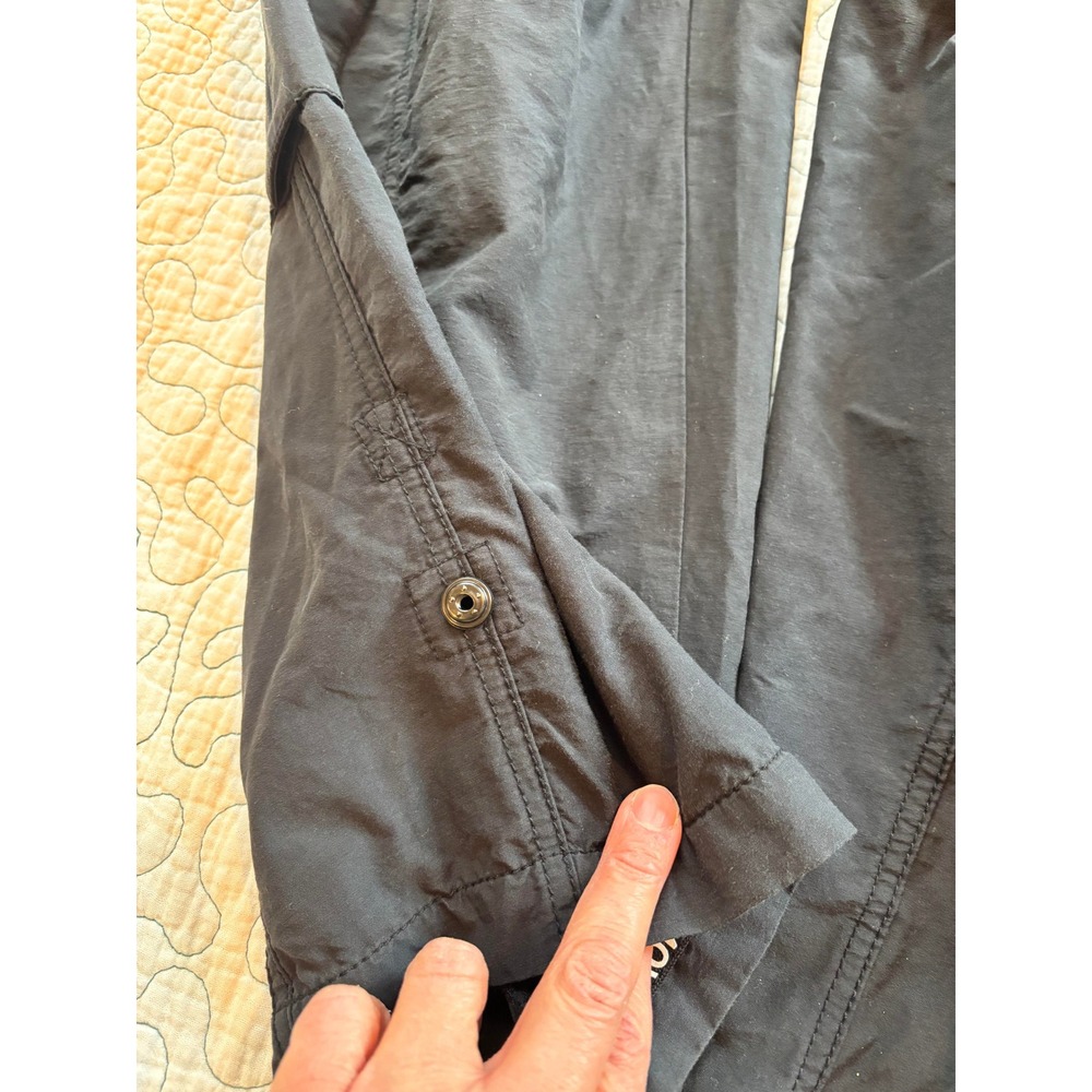 Free People Movement  Black Cargo Pants Ribbed Waist Wide Leg Snap Hem Womens M - Picture 4 of 9
